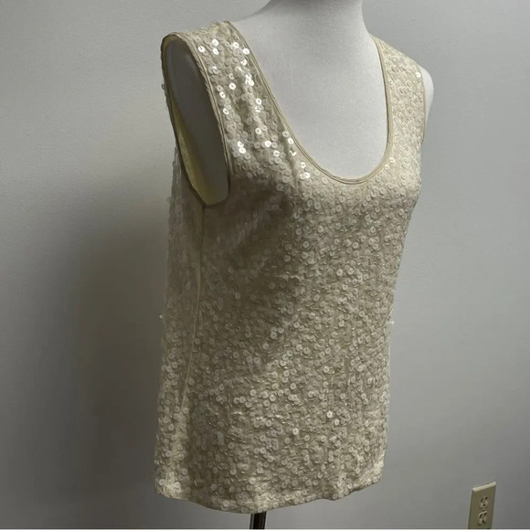 J. Crew sparkly sequined cream off white blouse tank top, size small. Sequins - Picture 4 of 13